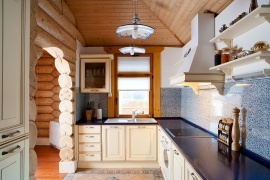 фото интерьера кухни в деревянном доме