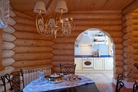 фото интерьера столовой в деревянном доме