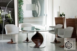 Мебель Porada, стол обеденный со стеклянной столешницей Porada, круглый стол со стеклянной столешницей Porada