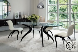 Мебель Porada, обеденный стол со стеклянной столешницей Porada, стулья Porada