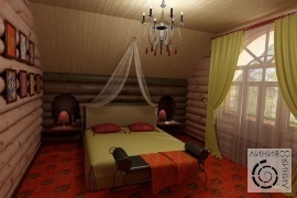 Дизайн интерьера в деревянном доме, Спальня в деревянном доме, дизайн спальни в деревянном доме