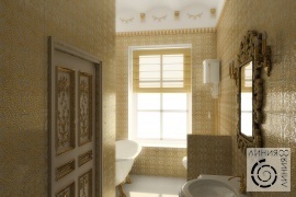 Ванная комната в стиле барокко, дизайн ванной комнаты в стиле барокко, дизайн интерьера в ванной комнате
