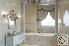 Ванная комната в классическом стиле, дизайн ванной комнаты в классичеком стиле, дизайн интерьера ванной комнаты