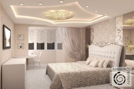Дизайн интерьера спальни, Спальня с белой кроватью, спальня совмещенная с балконом, дизайн спальни совмещенной с балконом