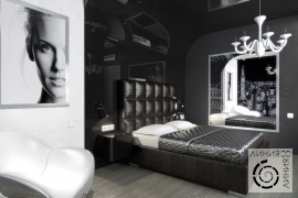 Дизайн интерьера спальни, Спальня в черно-белой гамме, дизайн спальни в черно-белой гамме