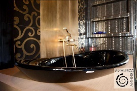 фото черной ванны в санузле ар-деко