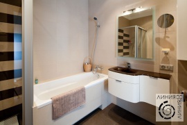 Ванная комната в бежево-коричневых цветах, дизайн интерьера санузла в современном стиле