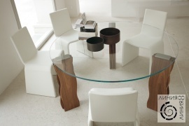Стол круглый со стеклянной столешницей Porada, стулья Porada, мебель Porada