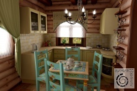 Дизайн интерьера в деревянном доме, Кухня в деревянном доме, дизайн кухни в деревянном доме