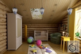 Дизайн интерьера в деревянном доме, Детская в деревянном доме, дизайн детской в деревянном доме