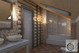 Дизайн интерьера в деревянном доме, Ванная комната в деревянном доме, дизайн ванной комнаты в деревянном доме, санузел в деревянном доме