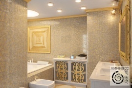 Ванная комната с мозаикой, дизайн ванной комнаты с мозаикой, дизайн интерьера ванной комнаты