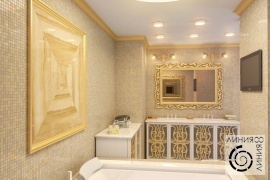 Ванная комната с мозаикой, дизайн ванной комнаты с мозаикой, дизайн интерьера ванной комнаты
