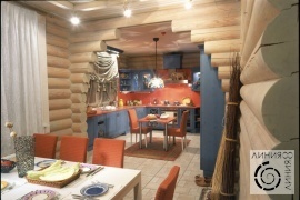 фото кухни и столовой в деревянном доме