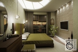 Дизайн интерьера спальни, Спальня в современном стиле, дизайн спальни в современном стиле, кровать с мягким изголовьем, спальня совмещенная с балконом
