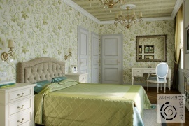 Дизайн интерьера спальни, Спальня в светло-зеленых тонах, дизайн спальни в светло-зеленых тонах